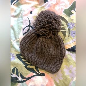Taupe Pompom beanie